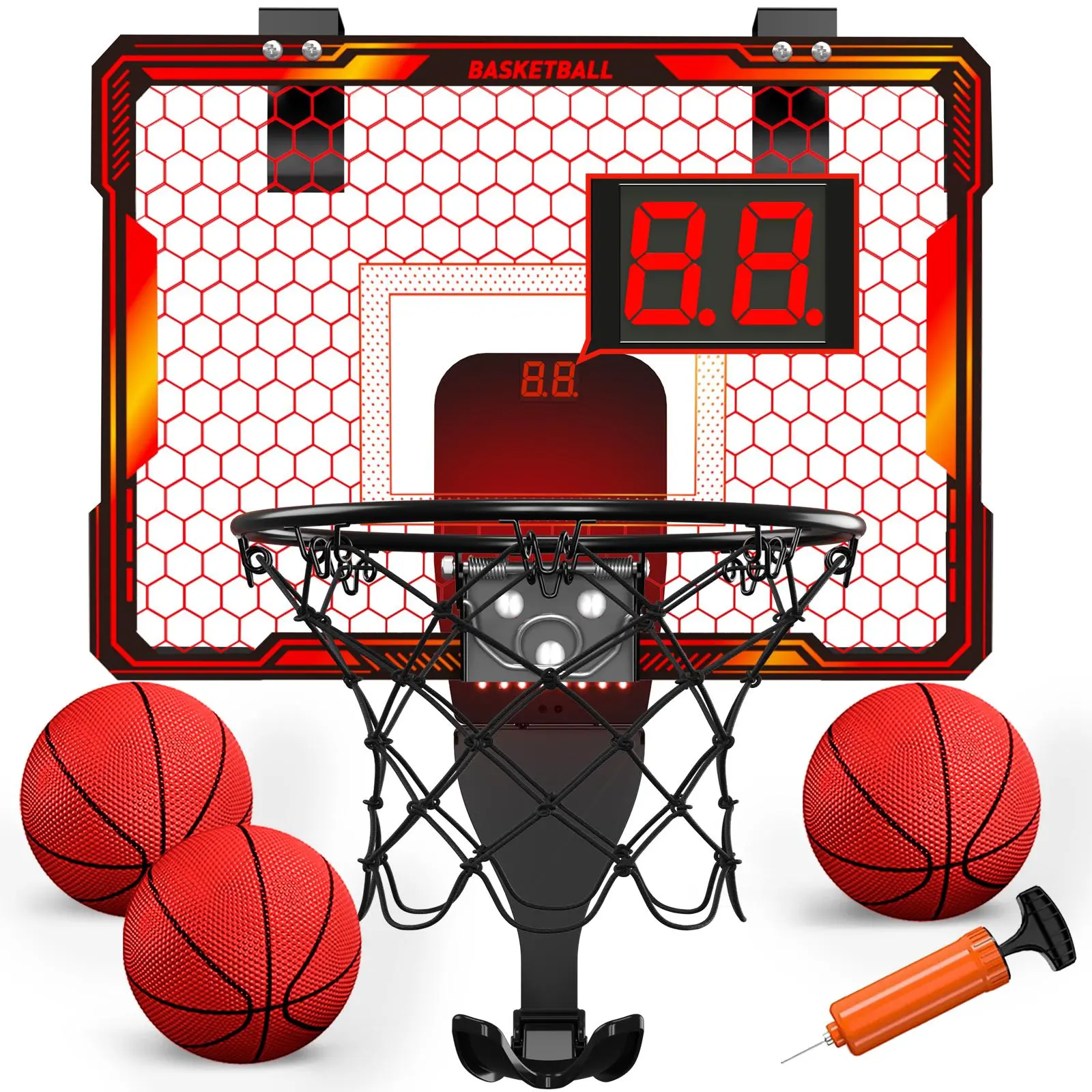 Foldable Basketball Hoop Toy, 1 Set Indoor Outdoor Basketball Hoop Toy with Balls & Scoreboard, Basketball Toy Gift for Boys & Girls, Kids Toys