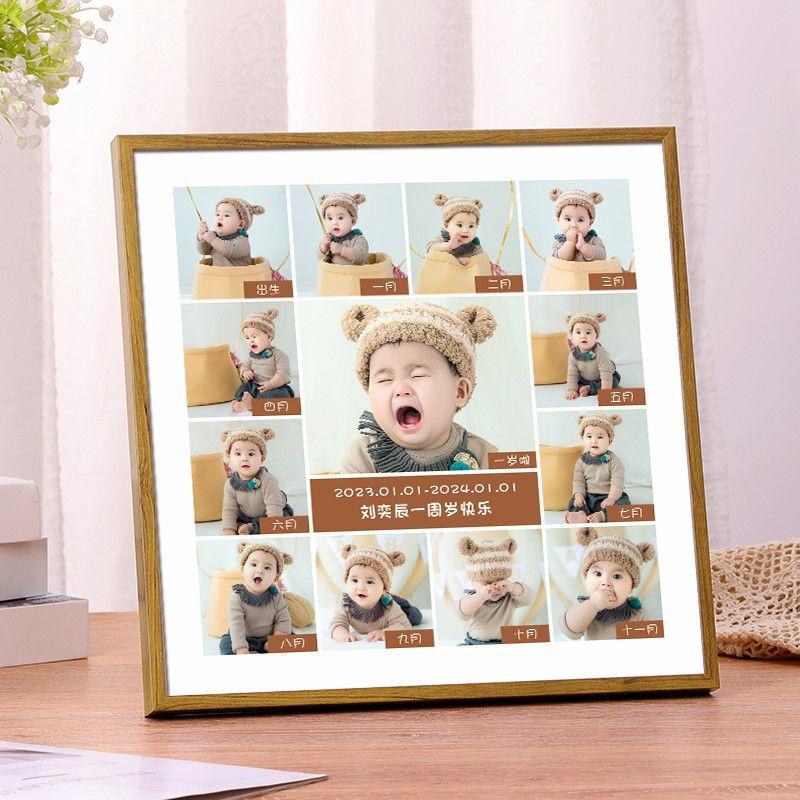Product Introduction of Khung Ảnh Kỷ Niệm Cho Em Bé, Đồ Trang Trí Album Tăng Trưởng Một Năm Tuổi, 12 Ảnh Tùy Chỉnh, Sắp Xếp Sinh Nhật, Làm Bằng Gỗ Trơn Có Thể Giặt Được Decor Khung Tranh Decor Phòng Treo Tường 11