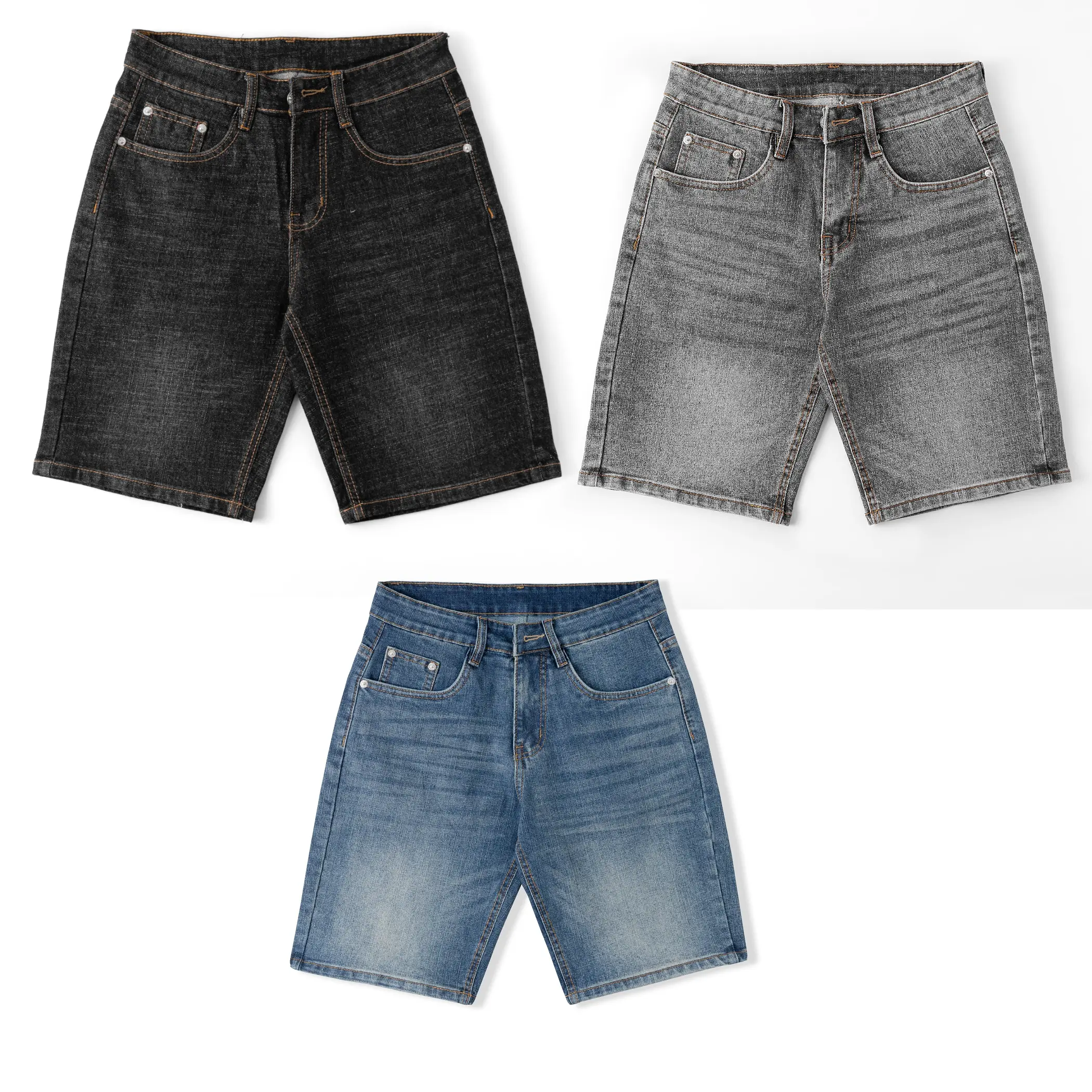 Bộ combo 3 quần short jean nam chất liệu jean cotton co giãn Menswear Pants
