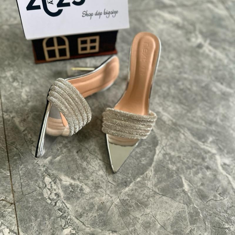 MÃ 11  Dép nữ mũi nhọn bigsize  35-41  bản xoàn đá to gót nhọn cao  đi chuẩn size