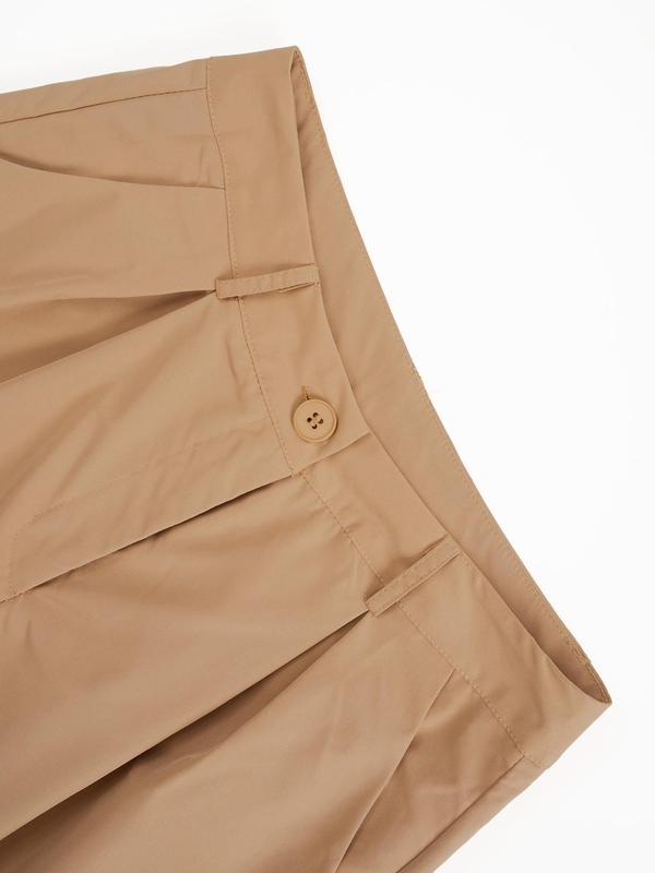 Women's Solid Color Wide Leg Pants without Belt, Casual Comfy Trousers for Daily Wear, Ladies Bottoms for All Seasons 3