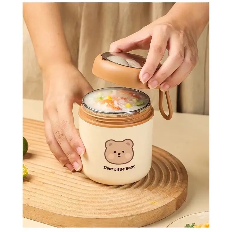 Bình  ủ cháo giữ nhiệt hình gấu ( loại có túi và không túi) 2