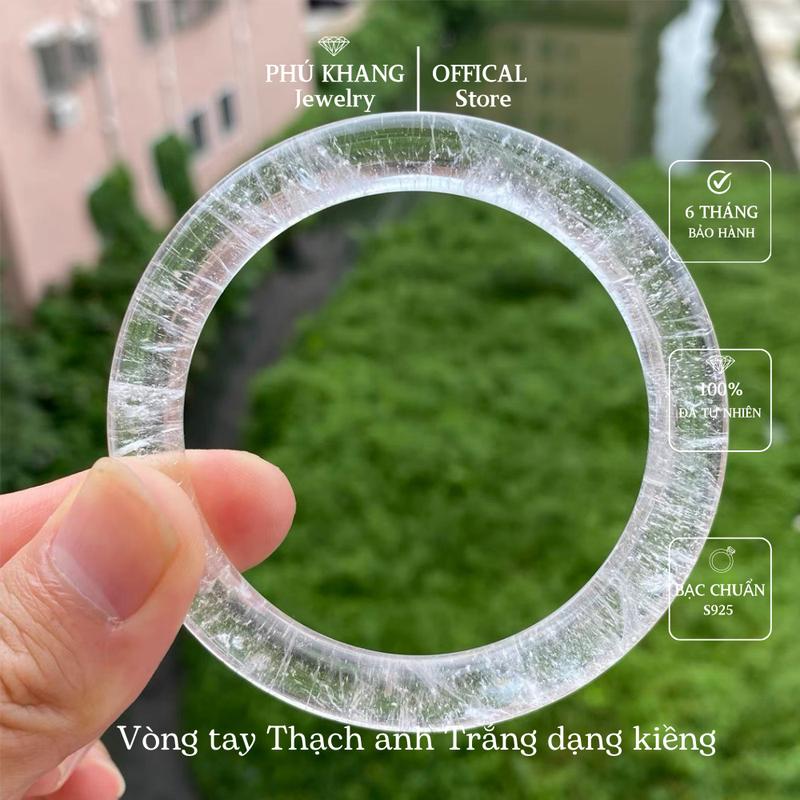 Vòng Tay Thạch Anh Trắng, Dạng Kiềng Bản Hẹ, Có Kiểm Định
