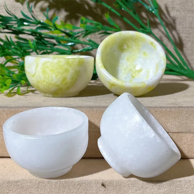 Batu Kuarza Jed Lemon, Kristal Alamiah, Penyembuhan Tenaga Bilik, Mangkuk Ukiran Reiki, Batu Mineral, Hiasan Rumah Kecantikan
