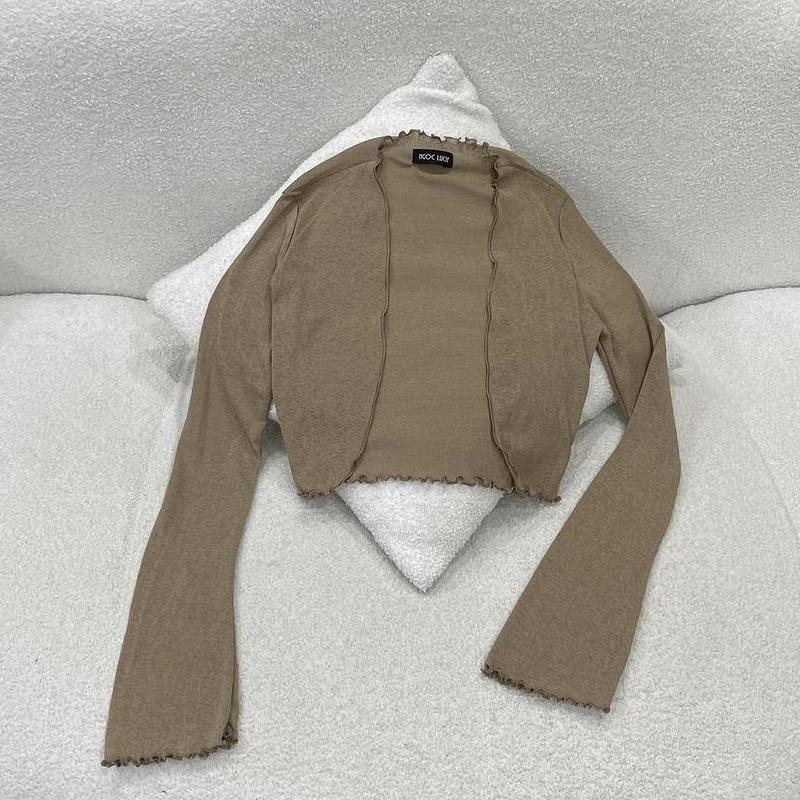 Ak05 - Áo Khoác Lửng MỎNG Tay Loe Len Giấy Ngọc Lucie Store Top Nữ