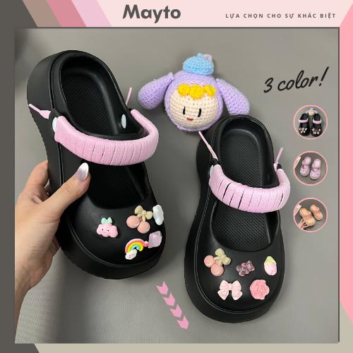 Mayto Dép sục nữ nhiều màu đế cao 5cm Sticker + bộ dây phối 5 màu kiểu sandal quai hậu dễ thương hot trend 2023 CS-22