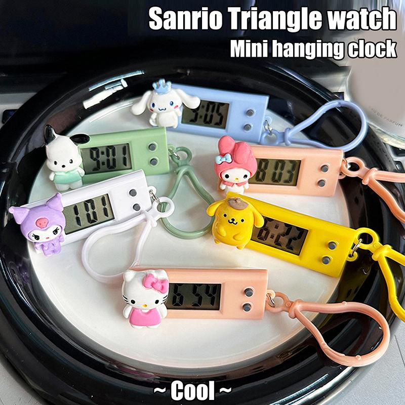 Product Introduction of Sanrio Hello Kitty Electronic Desktop Clock Keychain Kuromi My Melody Electronic Oval Watch Digital Table Time Display Clock 14