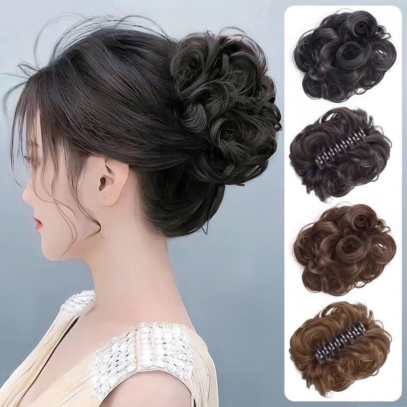 Tóc búi kẹp xoăn xù tóc nhiều dày dặn tóc tơ chịu nhiệt tóc giả wig Women