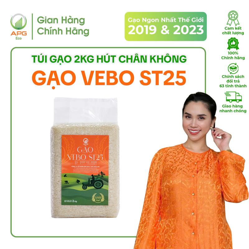  Gạo Vebo ST25 2kg - hút chân không trợ giá dùng thử APG ECO hữu cơ 