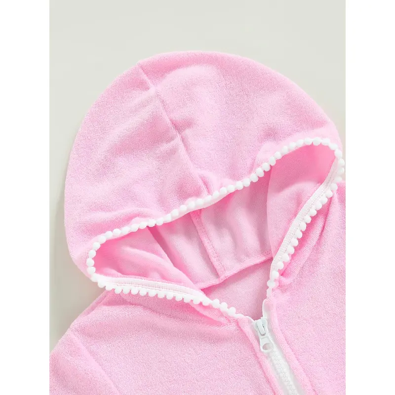 Váy Bơi Cho Bé Gái, 2-10 Tuổi, Bộ Đồ Tắm Terry, Che Mặt, Tay Ngắn, Zip Up, Váy Đi Biển Cho Trẻ Em 4