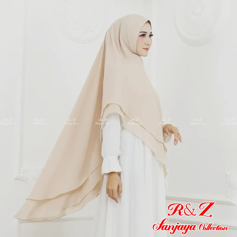 Khimar Ceruty Amirah 2 Layer Pet Antem by R&Z SANJAYA Jilbab Kerudung Panjang Muslim Ceruti Syari Instan 3