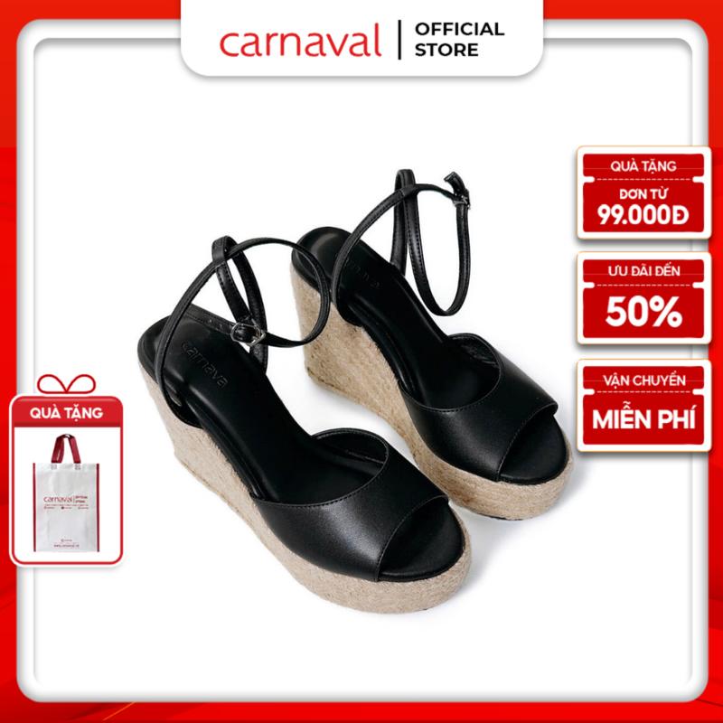 Sandal Đế Xuồng Nữ Carnaval Quai Mảnh Dây Cói Cá Tính HACK DÁNG 11cm - Đi Học Đi Chơi - VS162