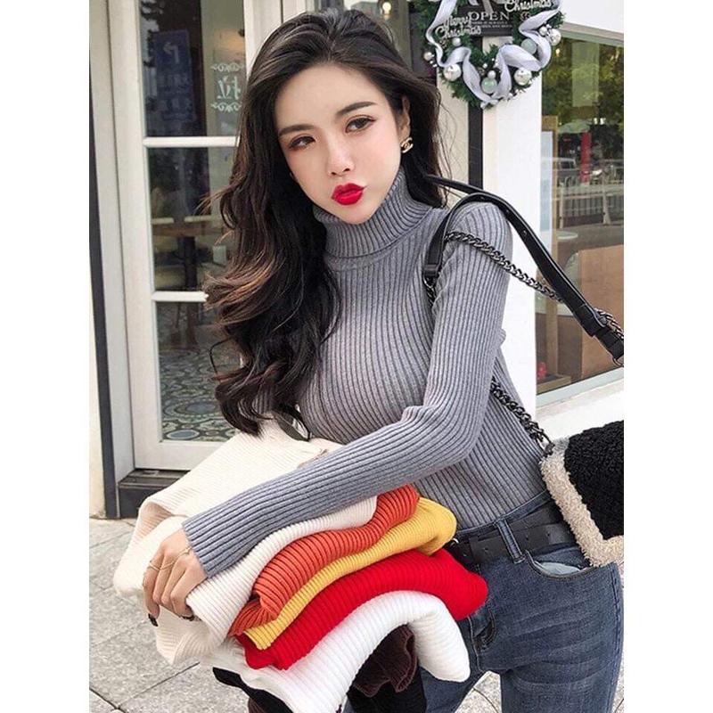 (LOẠI DÀY ĐẸP) ÁO LEN CỔ LỌ NỮ LOẠI DÀY ĐẸP, ÁO LEN CAO CỔ NỮ DÁNG ÔM Top