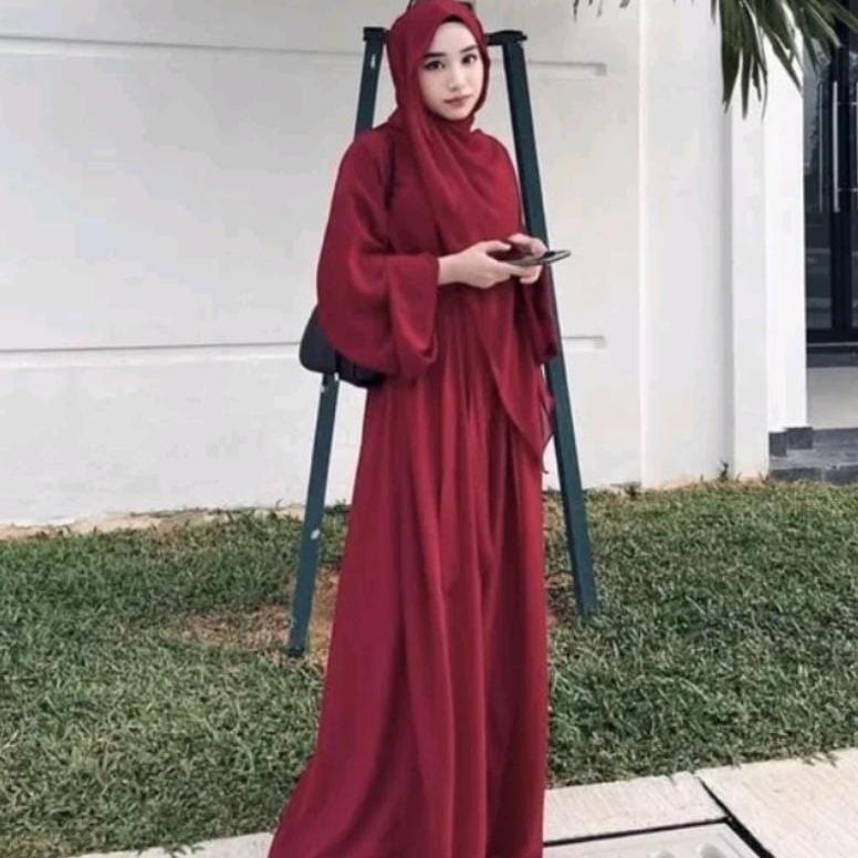 ABAYA TURKEY BAHAN CERUTY BABYDOLL Polos Dress Muslim 4