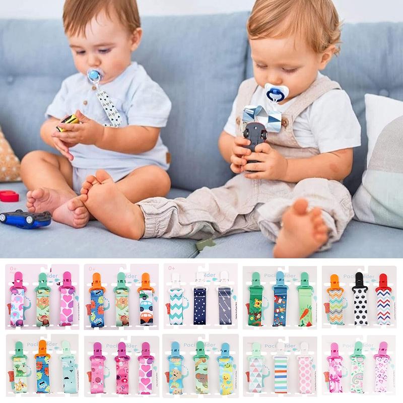 3PCs Comfortable Pacifier Chain Bracket Dummy Clips Cartoon Print Soother Holder Pacifier Chain Baby Care Safe Child Pacifier Clips Infants 1