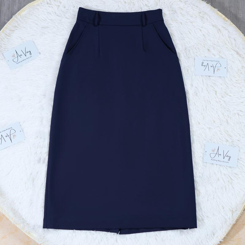 CVSU-14 Chân váy suông A nhẹ CÓ TÚI CÓ ĐỈA CẠP 4CM chân váy công sở suông chữ A dáng dài qua gối xẻ sau 2 lớp
