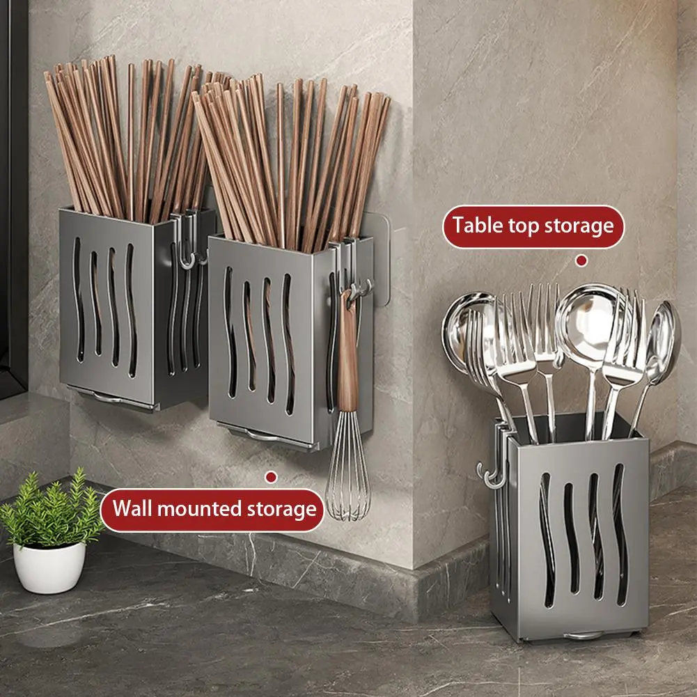 Kitchen Storage Rack Chopstick Spoon Fork Tableware Organize Holder Wall Mounted Kitchen Organizer For Spoons Knives