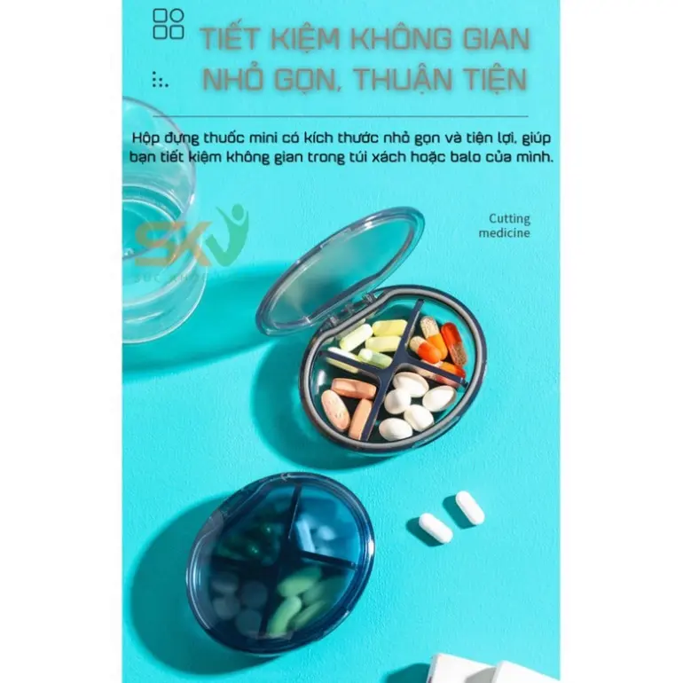 Hộp đựng thuốc mini, chia ngăn riêng biệt, kích thước nhỏ gọn, thuận tiện mang theo, chất liệu an toàn