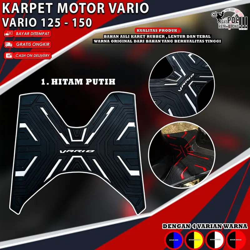 KARPET VARIO 125 150 ABS CBS ISS OLD NEW BORDES ALAS KAKI PIJAKAN TATAKAN MOTOR HONDA V125 V150 ANTI LICIN PREMIUM ACCECORIES AKSESORIES MOSCOW Sporty 5