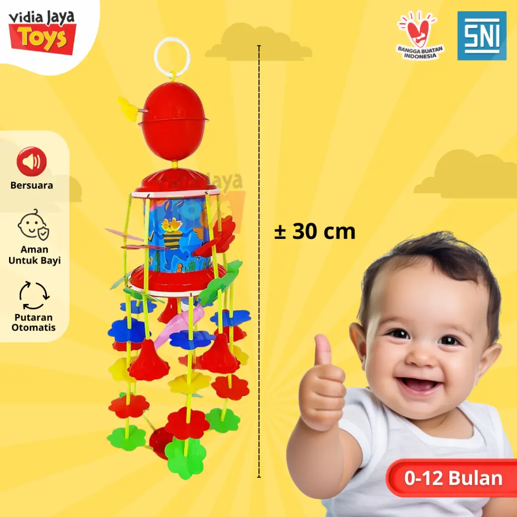 Vidia Jaya Toys Mainan Bayi Gantung Putar Merry Go Round Musical Toys Krincingan