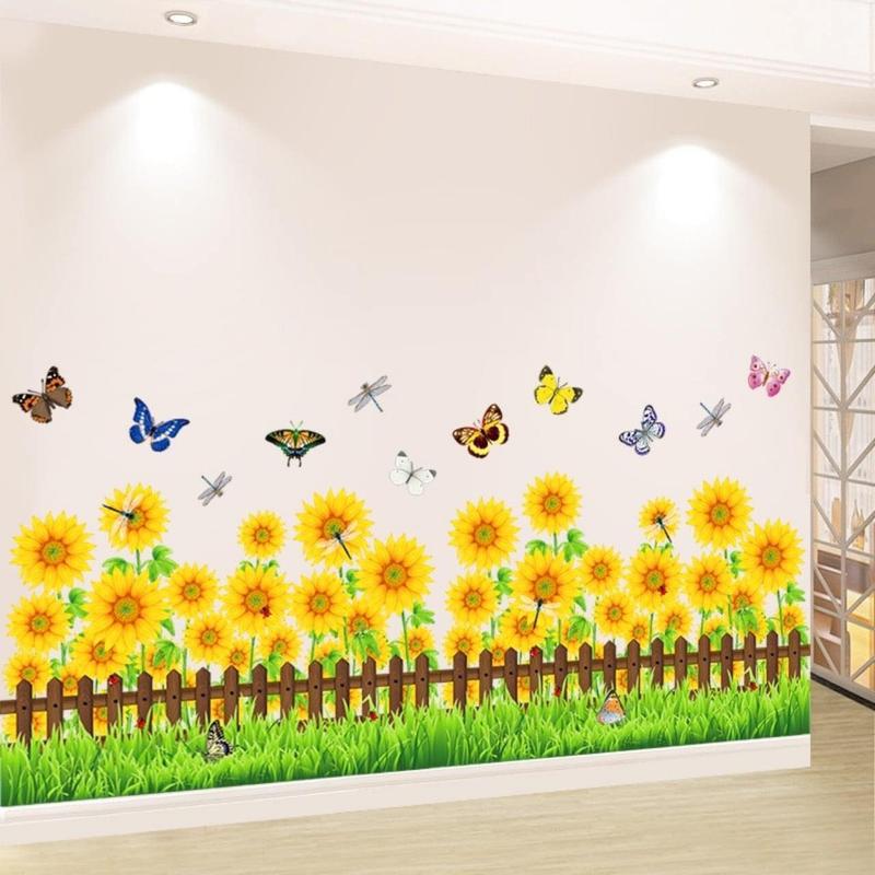 decal dán tường 3d, decal dán chân tường hoa 3d 0