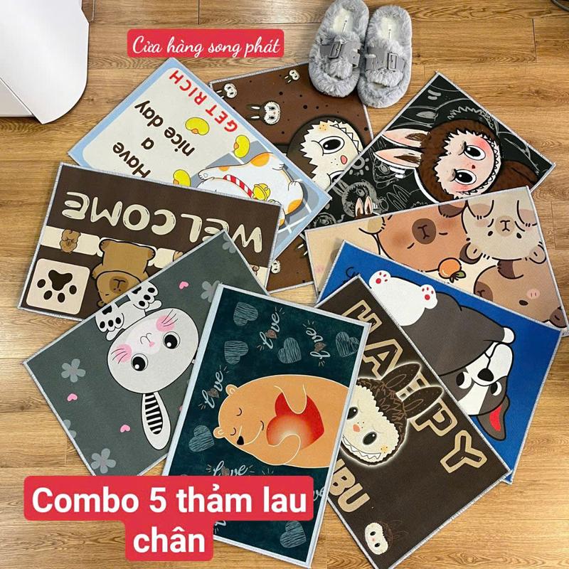 Combo 5 tấm thảm lau chân nhà tắm, thảm lau chân bali 40x60cm NGẪU NHIÊN trải phòng khách, phòng bếp, phòng tắm cực kì thấm hút, thảm baby three năm 2025