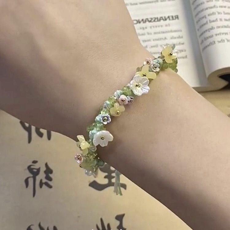 Product Introduction of Vòng Tay Dệt, Thiết Kế Hoa Nhỏ Màu Xanh Ô Liu Phong Cách Trung Quốc Mới, Màu Xanh Lá Cây, Vòng Tay Đá Tự Nhiên Dễ Phối Đồ Thời Trang Ngọt Ngào, 30 Ngày Bán Chạy 1225 Miếng, [Thanh Toán Khi Nhận Hàng] 6