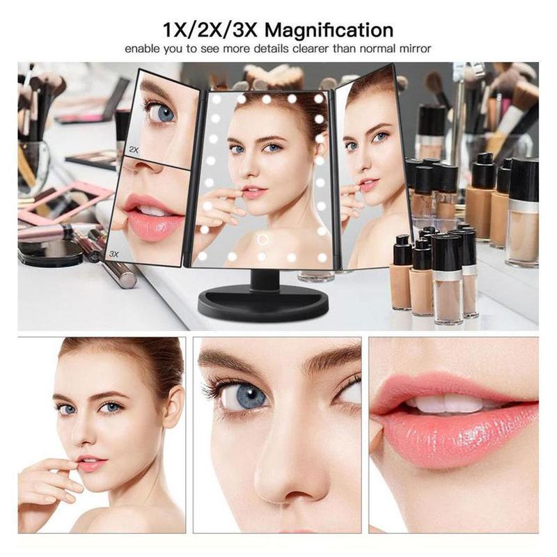 Foldable LED Mirror with Light, USB Rechargeable Touch Mirror with Magnification, Portable Makeup Mirror for Daily Use, Stocking Fillers Gift, Mum Compact Mirror, Room Decor 2