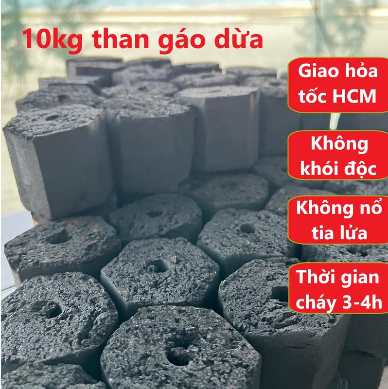  Than gáo dừa nướng BBQ không khói độc 10kg than sạch VICO nguyên liệu hoàn toàn tự nhiên 