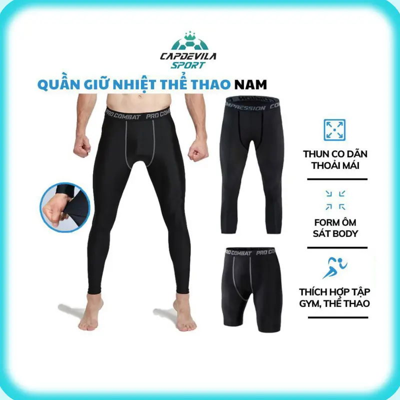 Quần Giữ Nhiệt Nam, Quần Tập Gym Jogger LEGGING Nam Lót Trong Dài Pro Combat Thể Thao Bóng Rổ Đá Bóng Chạy Bộ Sport 0