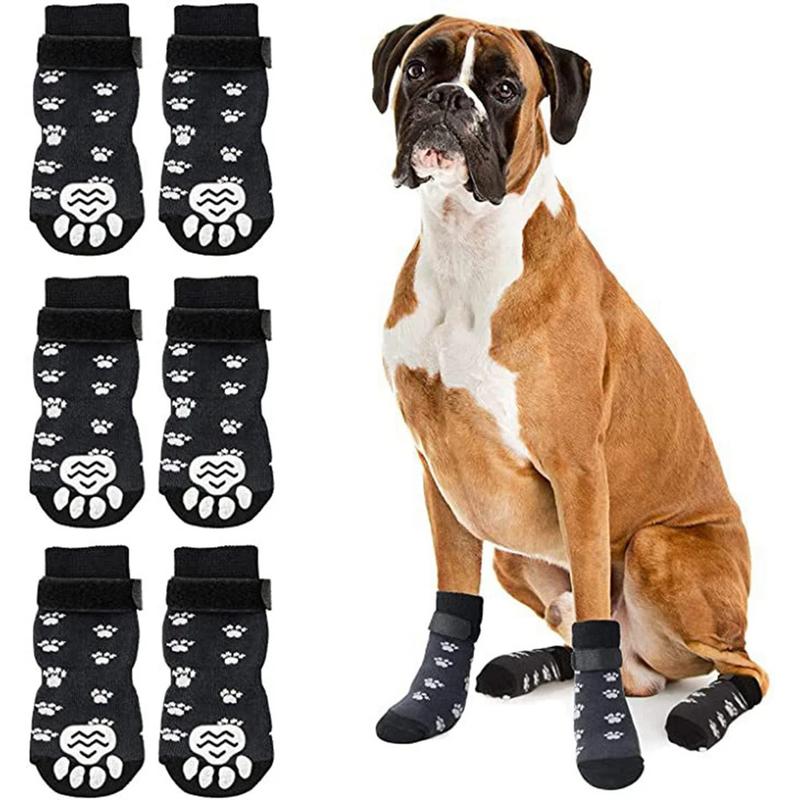 Product Introduction of 4Pcs Winter Warm Dog Socks Adjustable Anti Slip Skid Pet Shoes Socks Soft Breathable Paw Protector for Small Puppy Cat Dogs 8