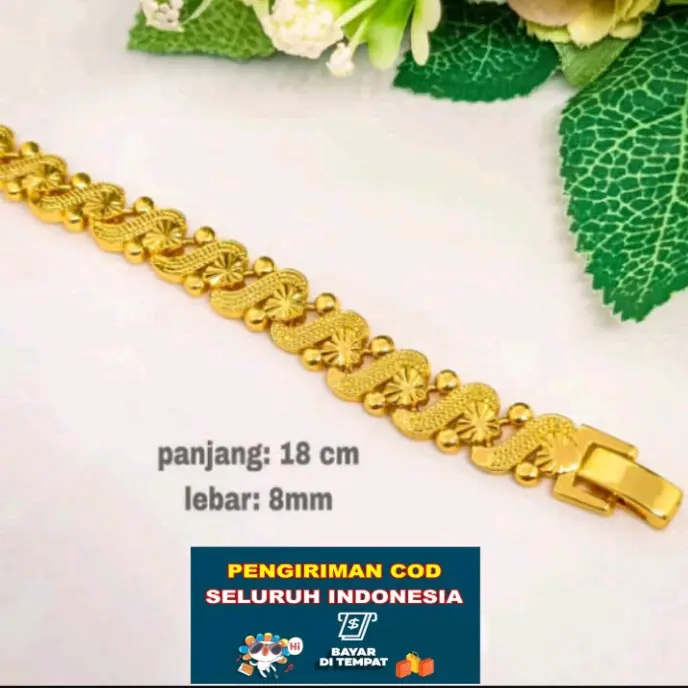Gelang lapis emas 24k hongkong asli titanium anti karat import mewah elegan wanita dewasa cantik free logam mulia terlaris Gold Perhiasan 3
