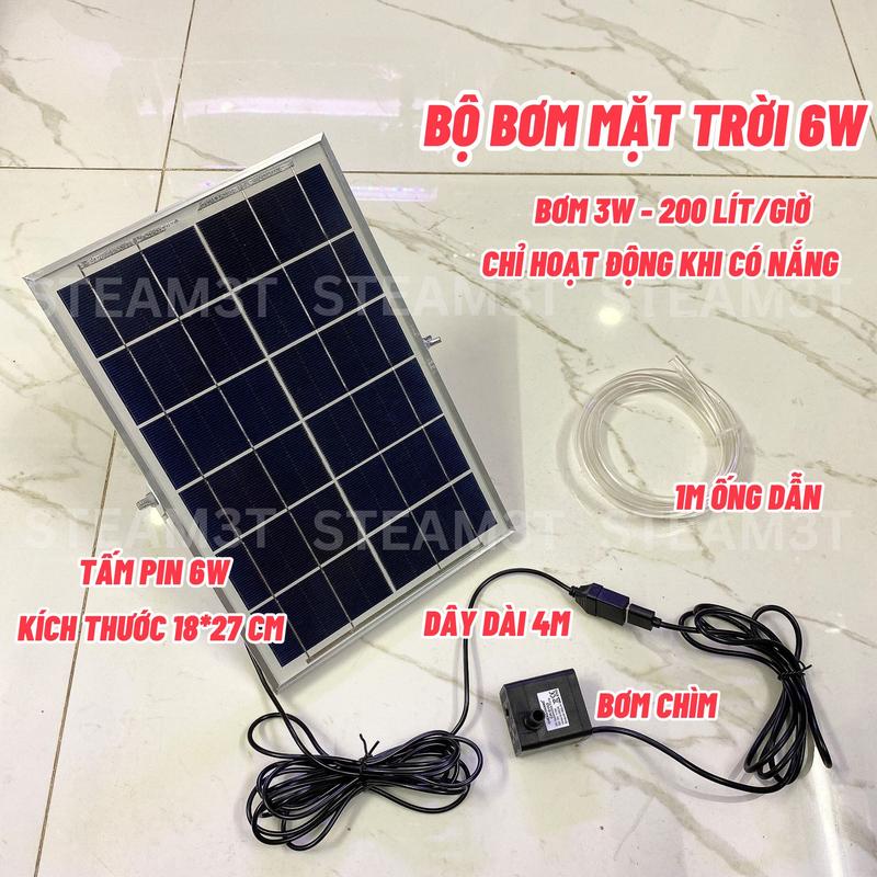 Bộ bơm nước năng lượng mặt trời hồ cá 5V 3W 6W, Bơm chìm mini 5V - LK0777