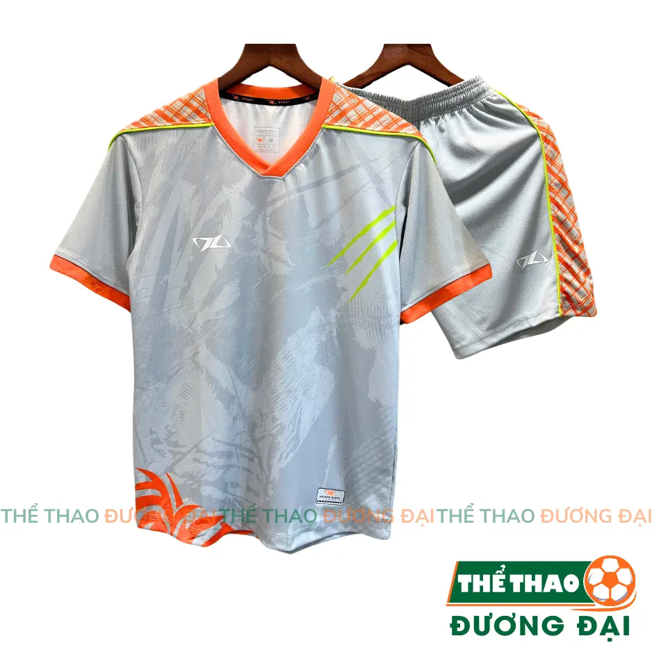 Quần Áo Bóng Đá Không Logo HD Thoran Xám Thun Mè Cao Cấp Thoáng Khí Thể Thao Đương Đại