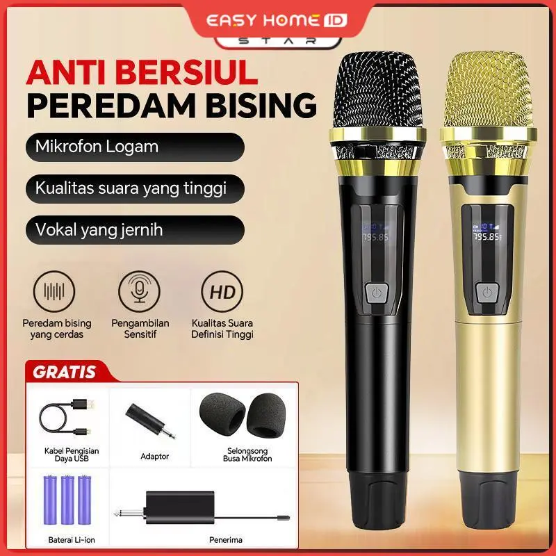 Easy home Mikrofon nirkabel universal satu derek dua speaker luar ruangan mikrofon kartu suara bernyanyi langsung