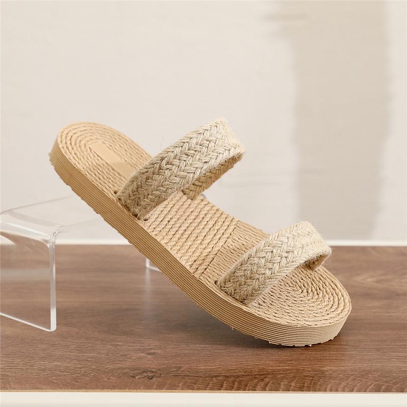 Product Introduction of Ethnic Style Imitation Straw Travel Imitation Hemp Bottom Women's Sandals Korean Fashion Outdoor Slippers Fashion Beach Girl Slippers 3
