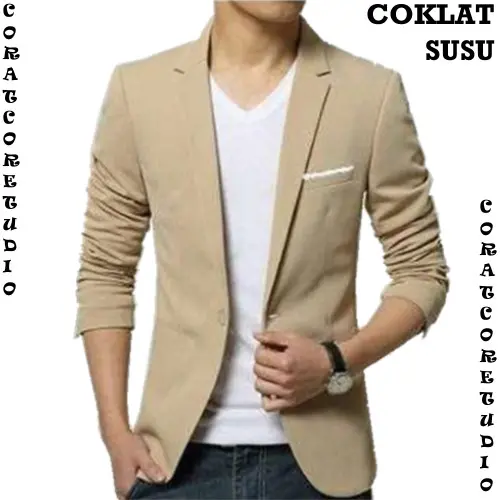 CORATCORETUDIO Blazer Cowok Jas Pria Jumbo BigSize Laki Laki COKLAT SUSU KHAKI MOKA KREM KHAKIS COKSU LIS PUTIH Blazer Jas Katun Stretch Wanita Cewek Perempuan Polos Kantor Office Kerja Resmi Formal Casual Wisuda 8XL 7XL 6XL 5XL 4XL 3XL XXL XL L M S XS