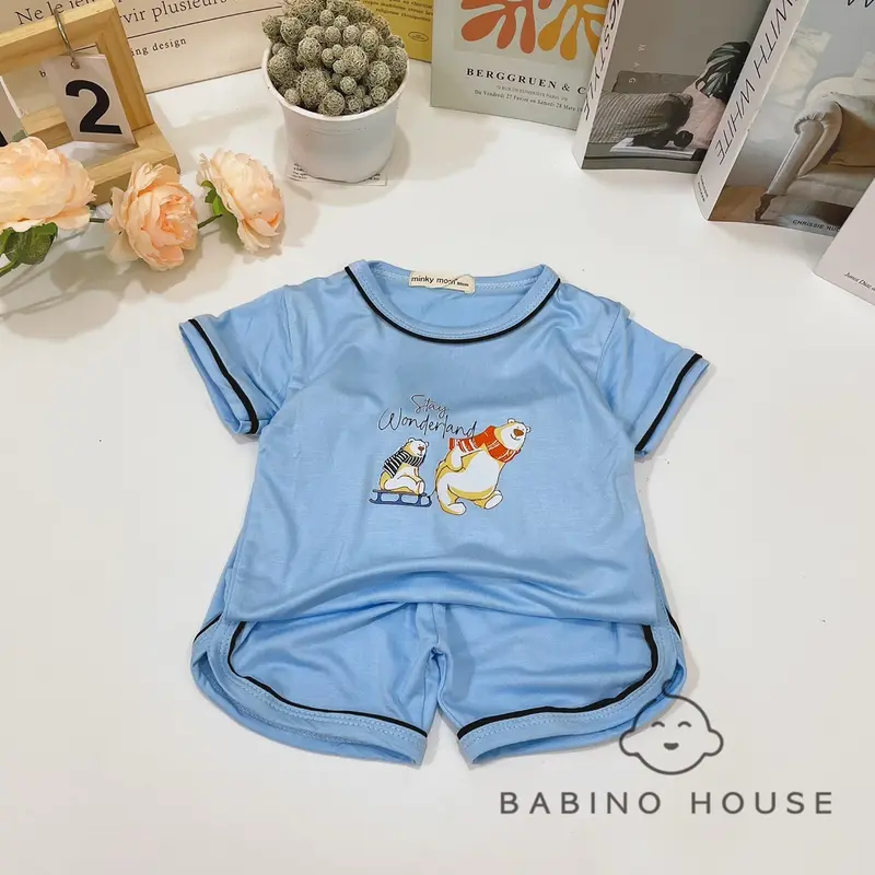 Bộ Cộc Tay Bé Trai, Bé Gái 8-18kg In Hình Cute Chất Vải Thun Lạnh Thoáng Mát | Bộ Quần Áo Mùa Hè Cho Bé (DB56) 1
