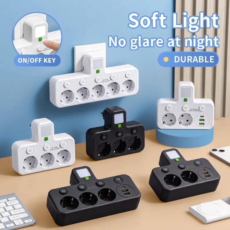 Multi Stopcontact Power Strip Stop Kontak Multi Outlets 2/3/4/5 Lubang EU Plug Type-C USB ...