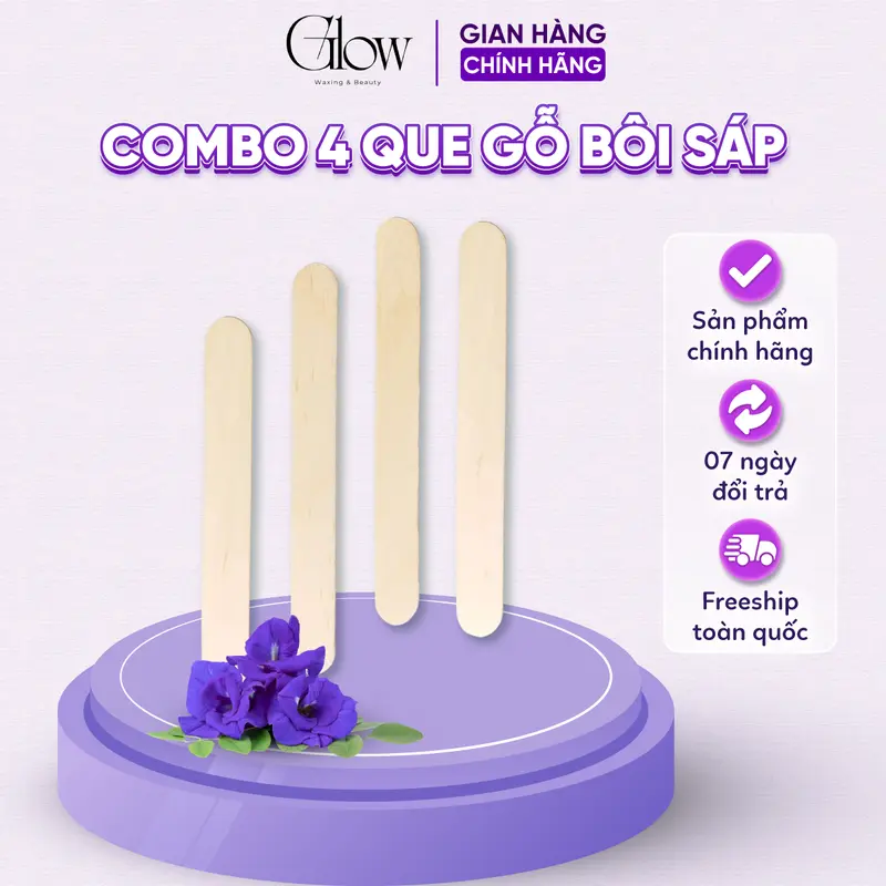 ( QUÀ TẶNG KHÔNG BÁN ) Combo 4 Que Gỗ Wax Lông Tiệt Trùng GLOWWAXING 0