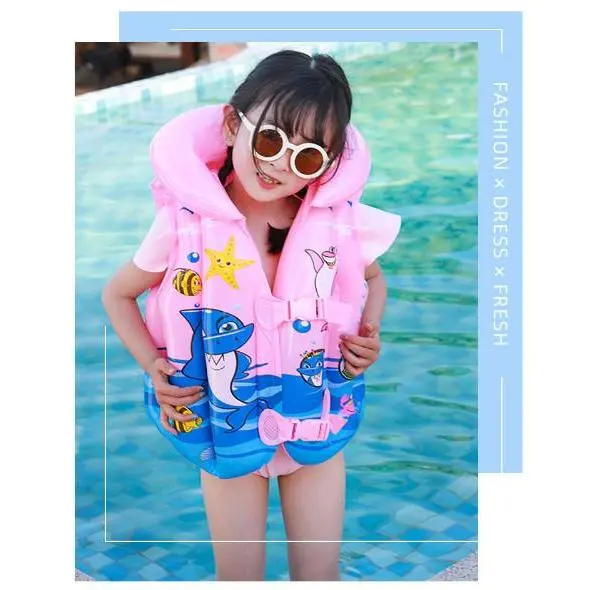 Áo phao bơi bơm hơi cho bé trai bé gái 10-30 kg ( 2--10 tuổi) màu sắc Babyshark đáng yêu cho bé
