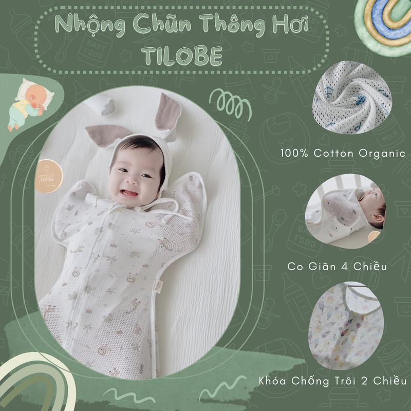 Tilobe Nhộng Chũn 2 Loại Vải Tơ Tằm và Cotton Thông Hơi Mềm Mịn Cho Bé 0-9 Tháng Tuổi