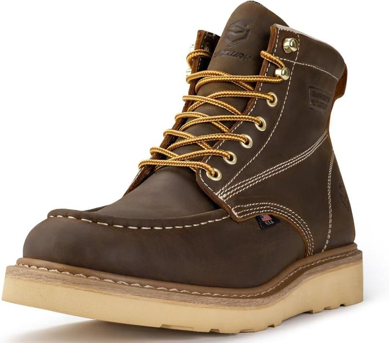 SUREWAY 6 Work Boots for Men - Soft Toe Premium Full-Grain Leather ...