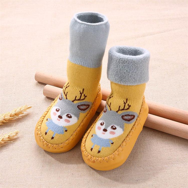 Product Introduction of Baby Rubber Shoes Toddlers Infant Sock Cartoon Animal Pattern Anti-slip Warm Terry Winter Baby Shoes 6 Months To 3 Years Old 7