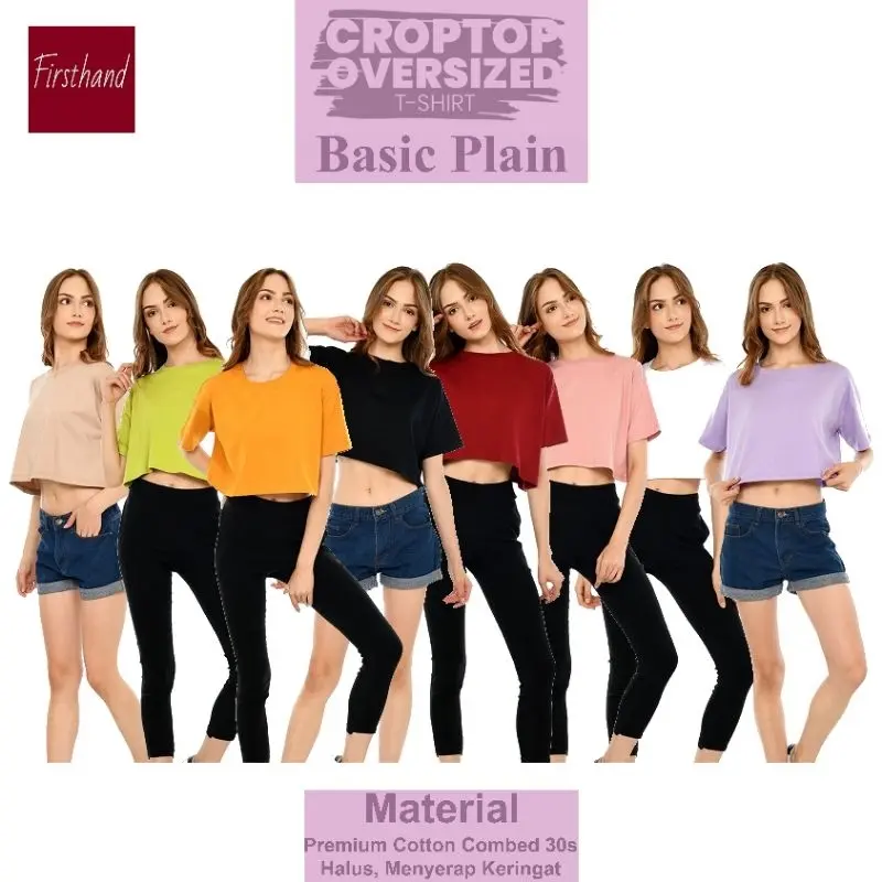 Crop Top Oversize Polos Basic Baju Crop Oversize Atasan Crop Tee Baju Crop Plain Kaos Pastel Kaos Polos Baju Polos Katun Enzym Knitto Original Hitam