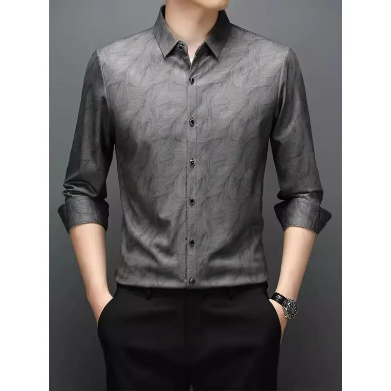 Áo Sơ Mi Kẻ Sọc, Thường Ngày Công Sở, Dài Tay, Dành Cho Nam Trung Niên, Bộ Sưu Tập Mùa Xuân Và Mùa Thu, Thời Trang Đơn Giản, Áo Sơ Mi Mỏng Nam, Trang Phục Nam 1