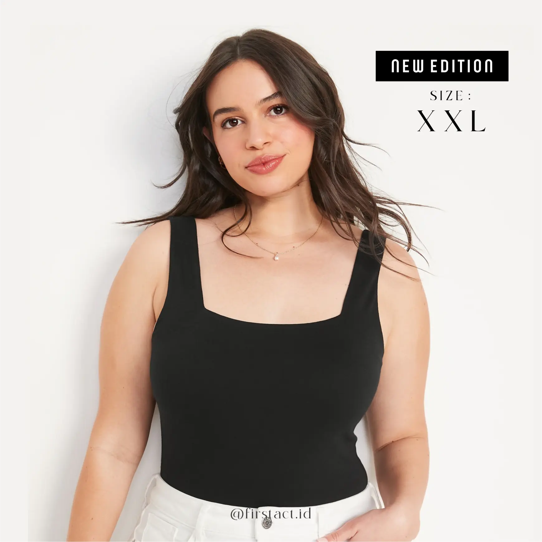 Firstact TANKTOP JUMBO TALI BESAR POLOS SQUARE TANK TOP WANITA BIG SIZE panjang spandex basic  Layer Atasan Cewek