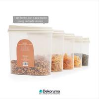 Gambar Dekoruma HAPPI Toples / Tempat Penyimpanan Makanan set of 5 dari Dekoruma Official Store Kab. Bekasi 5 Tokopedia