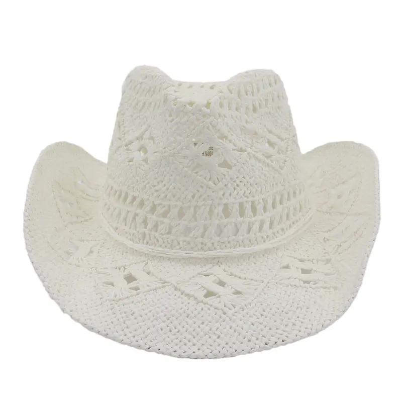 New Spring Summer Outdoor Unisex Couple Hats Travel Sun Protection Sun Hat Western Cowboy Straw Hat Handwoven Straw Hat 7