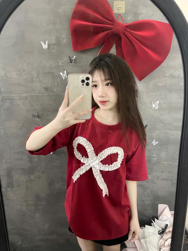 Áo phông ĐÍNH NƠ cotton khô 3158 HÀNG BÌNH DÂN GIÁ RẺ CHẤT LƯỢNG VỪA PHẢI hot trend